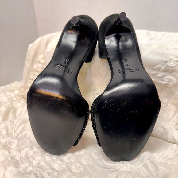 Coach Black Sz 8 L Stiletto Lytton Suede/Sparkly Party Glam Heel - Picture 8 of 13